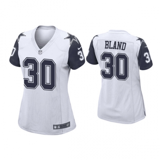 Women Dallas Cowboys 30 DaRon Bland White Navy Stitched Game Jersey Women Dallas Cowboys 30 DaRon Bland White Navy Stitched Game Jersey