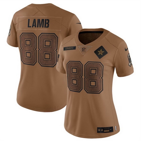 Women Dallas Cowboys 88 CeeDee Lamb 2023 Brown Salute To Service Limited Stitched Football Jersey 28Run Small uFF09 Women Dallas Cowboys 88 CeeDee Lamb 2023 Brown Salute To Service Limited Stitched Football Jersey 28Run Small uFF09