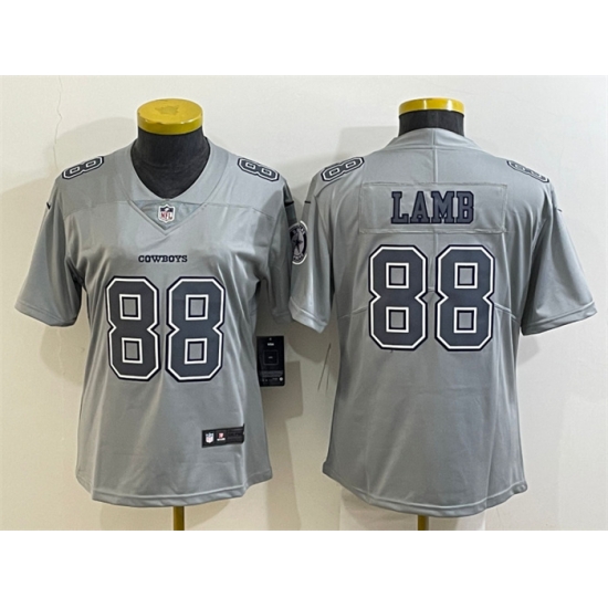 Women Dallas Cowboys 88 CeeDee Lamb Grey Atmosphere Fashion Stitched Jersey Women Dallas Cowboys 88 CeeDee Lamb Grey Atmosphere Fashion Stitched Jersey