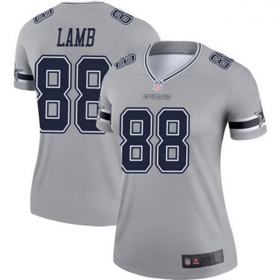 Women Dallas Cowboys CeeDee Lamb Gray Legend Inverted Jersey Women Dallas Cowboys CeeDee Lamb Gray Legend Inverted Jersey
