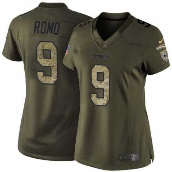 Women Nike Cowboys #9 Tony Romo Green Stitched NFL Limited Salute to Service Jersey Women Nike Cowboys #9 Tony Romo Green Stitched NFL Limited Salute to Service Jersey
