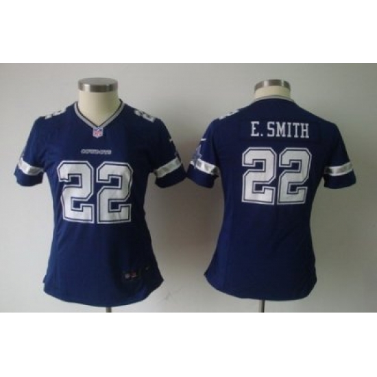 Women Nike Dallas Cowboys 22 E.SMITH Blue Jerseys Women Nike Dallas Cowboys 22 E.SMITH Blue Jerseys