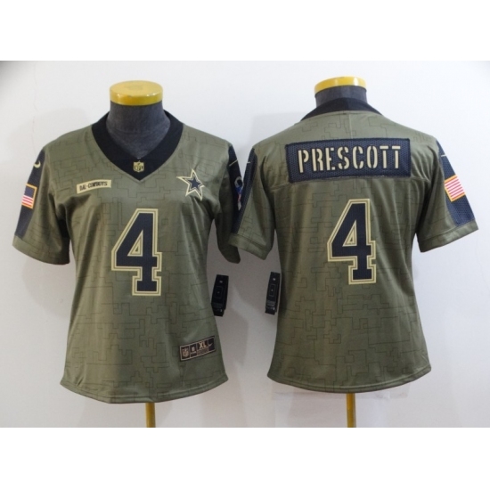 Women's Dallas Cowboys #4 Dak Prescott Gold 2021 Salute To Service Limited Player Jersey Women's Dallas Cowboys #4 Dak Prescott Gold 2021 Salute To Service Limited Player Jersey