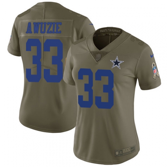 Womens Nike Cowboys #33 Chidobe Awuzie Olive Stitched NFL Limited 2017 Salute to Service Jersey Womens Nike Cowboys #33 Chidobe Awuzie Olive Stitched NFL Limited 2017 Salute to Service Jersey