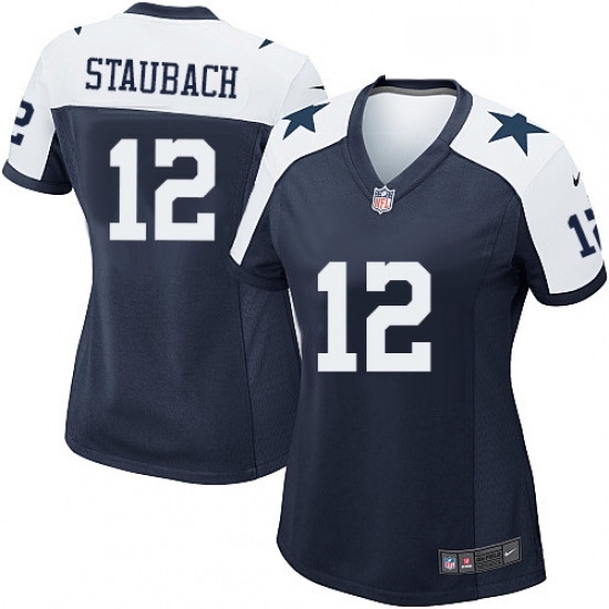 Womens Nike Dallas Cowboys 12 Roger Staubach Game Navy Blue Throwback Alternate NFL Jersey Womens Nike Dallas Cowboys 12 Roger Staubach Game Navy Blue Throwback Alternate NFL Jersey
