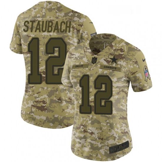 Womens Nike Dallas Cowboys 12 Roger Staubach Limited Camo 2018 Salute to Service NFL Jersey Womens Nike Dallas Cowboys 12 Roger Staubach Limited Camo 2018 Salute to Service NFL Jersey