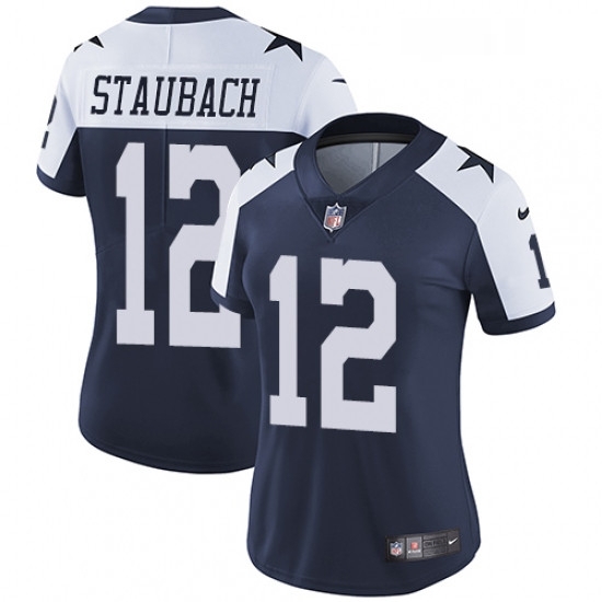 Womens Nike Dallas Cowboys 12 Roger Staubach Navy Blue Throwback Alternate Vapor Untouchable Limited Player NFL Jersey Womens Nike Dallas Cowboys 12 Roger Staubach Navy Blue Throwback Alternate Vapor Untouchable Limited Player NFL Jersey