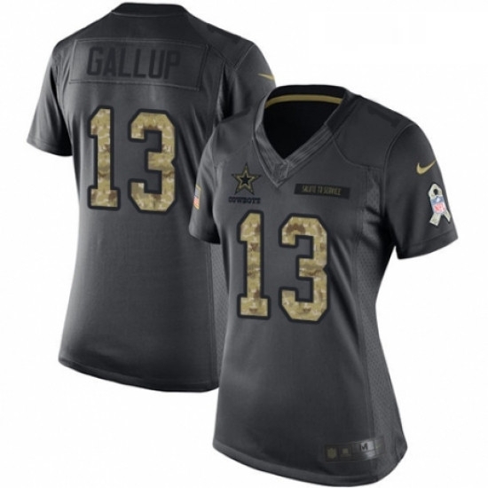 Womens Nike Dallas Cowboys 13 Michael Gallup Limited Black 2016 Salute to Service NFL Jersey Womens Nike Dallas Cowboys 13 Michael Gallup Limited Black 2016 Salute to Service NFL Jersey