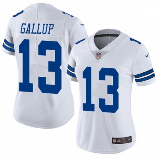 Womens Nike Dallas Cowboys 13 Michael Gallup White Vapor Untouchable Limited Player NFL Jersey Womens Nike Dallas Cowboys 13 Michael Gallup White Vapor Untouchable Limited Player NFL Jersey