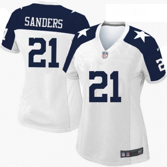 Womens Nike Dallas Cowboys 21 Deion Sanders Elite White Throwback Alternate NFL Jersey Womens Nike Dallas Cowboys 21 Deion Sanders Elite White Throwback Alternate NFL Jersey