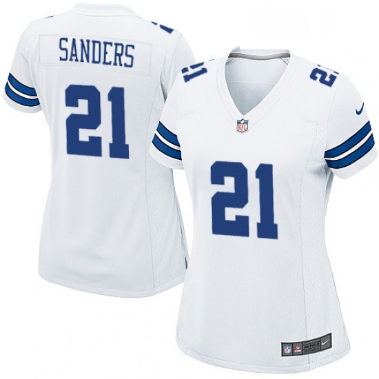 Womens Nike Dallas Cowboys 21 Deion Sanders Game White NFL Jersey Womens Nike Dallas Cowboys 21 Deion Sanders Game White NFL Jersey