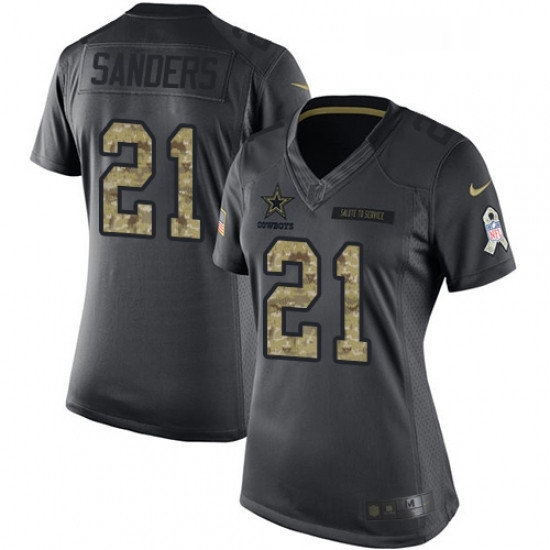Womens Nike Dallas Cowboys 21 Deion Sanders Limited Black 2016 Salute to Service NFL Jersey Womens Nike Dallas Cowboys 21 Deion Sanders Limited Black 2016 Salute to Service NFL Jersey