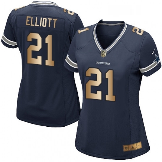 Womens Nike Dallas Cowboys 21 Ezekiel Elliott Elite NavyGold Team Color NFL Jersey Womens Nike Dallas Cowboys 21 Ezekiel Elliott Elite NavyGold Team Color NFL Jersey