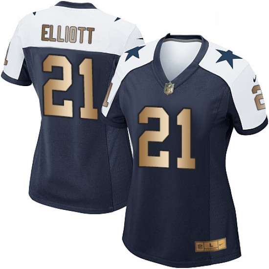 Womens Nike Dallas Cowboys 21 Ezekiel Elliott Elite NavyGold Throwback Alternate NFL Jersey Womens Nike Dallas Cowboys 21 Ezekiel Elliott Elite NavyGold Throwback Alternate NFL Jersey