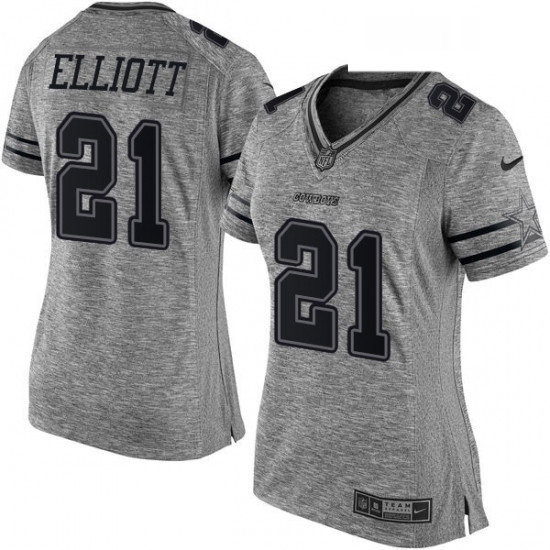 Womens Nike Dallas Cowboys 21 Ezekiel Elliott Limited Gray Gridiron NFL Jersey Womens Nike Dallas Cowboys 21 Ezekiel Elliott Limited Gray Gridiron NFL Jersey