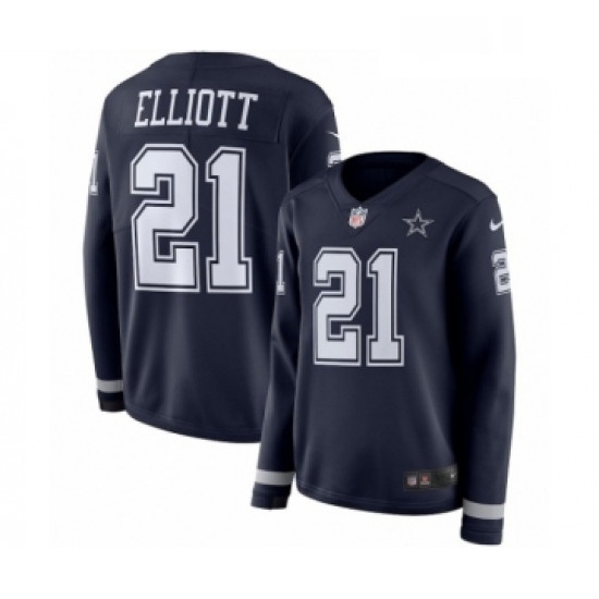 Womens Nike Dallas Cowboys 21 Ezekiel Elliott Limited Navy Blue Therma Long Sleeve NFL Jersey Womens Nike Dallas Cowboys 21 Ezekiel Elliott Limited Navy Blue Therma Long Sleeve NFL Jersey