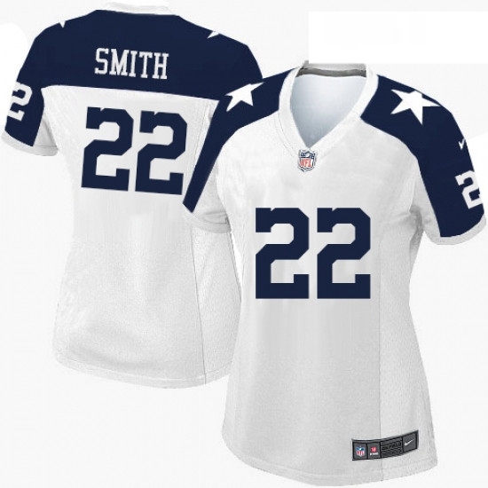 Womens Nike Dallas Cowboys 22 Emmitt Smith Game White Throwback Alternate NFL Jersey Womens Nike Dallas Cowboys 22 Emmitt Smith Game White Throwback Alternate NFL Jersey