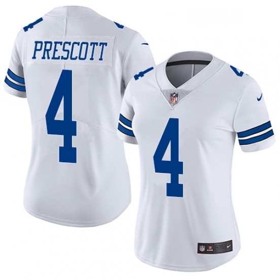 Womens Nike Dallas Cowboys 4 Dak Prescott Elite White NFL Jersey Womens Nike Dallas Cowboys 4 Dak Prescott Elite White NFL Jersey