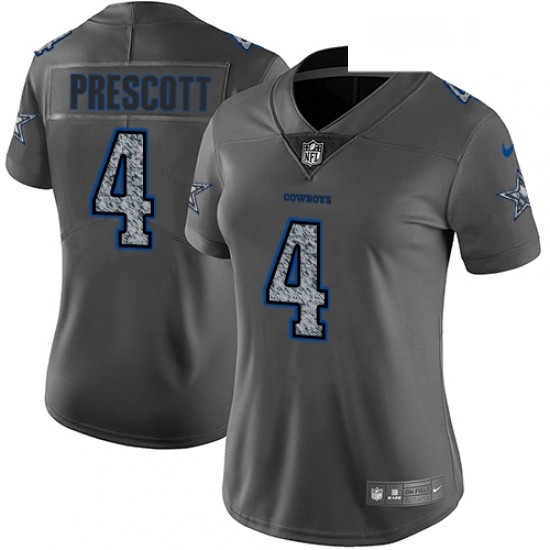 Womens Nike Dallas Cowboys 4 Dak Prescott Gray Static Vapor Untouchable Limited NFL Jersey Womens Nike Dallas Cowboys 4 Dak Prescott Gray Static Vapor Untouchable Limited NFL Jersey