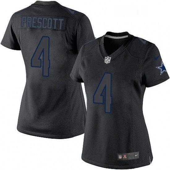 Womens Nike Dallas Cowboys 4 Dak Prescott Limited Black Impact NFL Jersey Womens Nike Dallas Cowboys 4 Dak Prescott Limited Black Impact NFL Jersey