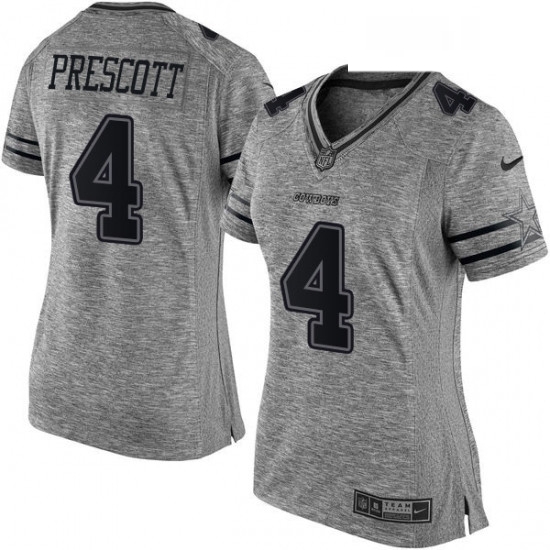 Womens Nike Dallas Cowboys 4 Dak Prescott Limited Gray Gridiron NFL Jersey Womens Nike Dallas Cowboys 4 Dak Prescott Limited Gray Gridiron NFL Jersey