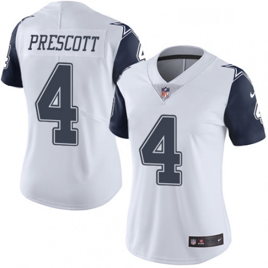 Womens Nike Dallas Cowboys 4 Dak Prescott Limited White Rush Vapor Untouchable NFL Jersey Womens Nike Dallas Cowboys 4 Dak Prescott Limited White Rush Vapor Untouchable NFL Jersey