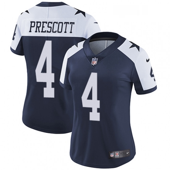 Womens Nike Dallas Cowboys 4 Dak Prescott Navy Blue Throwback Alternate Vapor Untouchable Limited Player NFL Jersey Womens Nike Dallas Cowboys 4 Dak Prescott Navy Blue Throwback Alternate Vapor Untouchable Limited Player NFL Jersey