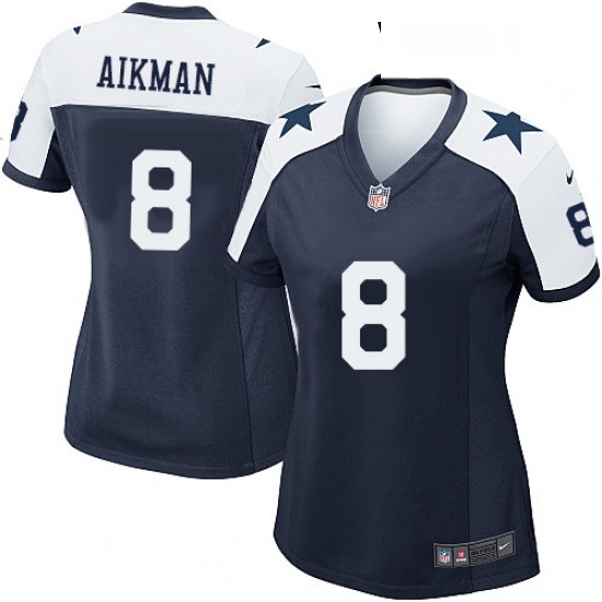Womens Nike Dallas Cowboys 8 Troy Aikman Game Navy Blue Throwback Alternate NFL Jersey Womens Nike Dallas Cowboys 8 Troy Aikman Game Navy Blue Throwback Alternate NFL Jersey