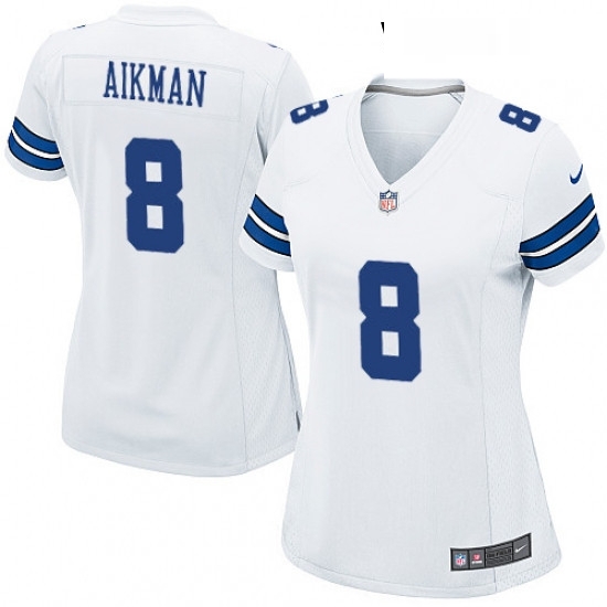 Womens Nike Dallas Cowboys 8 Troy Aikman Game White NFL Jersey Womens Nike Dallas Cowboys 8 Troy Aikman Game White NFL Jersey
