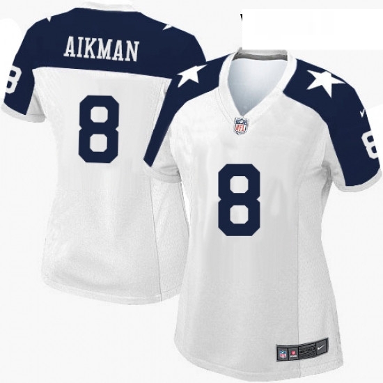 Womens Nike Dallas Cowboys 8 Troy Aikman Game White Throwback Alternate NFL Jersey Womens Nike Dallas Cowboys 8 Troy Aikman Game White Throwback Alternate NFL Jersey