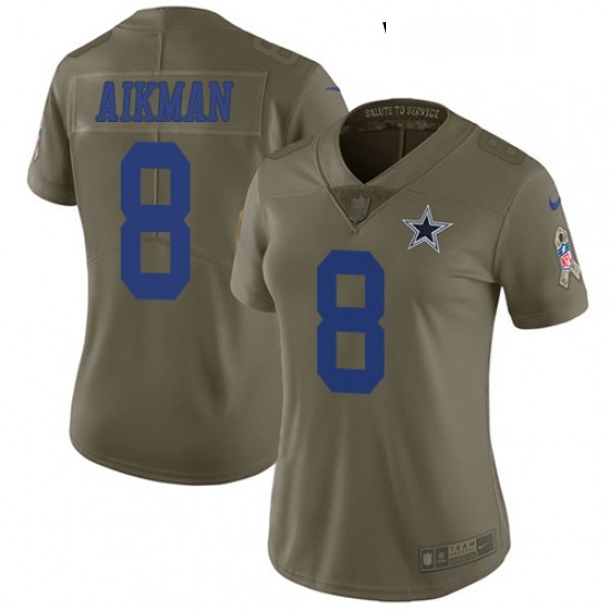 Womens Nike Dallas Cowboys 8 Troy Aikman Limited Olive 2017 Salute to Service NFL Jersey Womens Nike Dallas Cowboys 8 Troy Aikman Limited Olive 2017 Salute to Service NFL Jersey