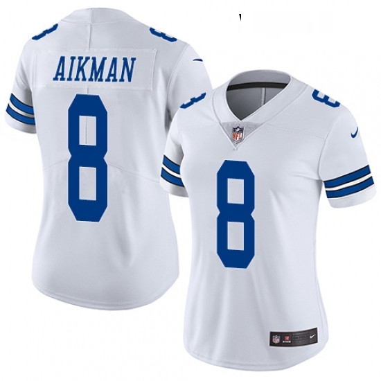 Womens Nike Dallas Cowboys 8 Troy Aikman White Vapor Untouchable Limited Player NFL Jersey Womens Nike Dallas Cowboys 8 Troy Aikman White Vapor Untouchable Limited Player NFL Jersey