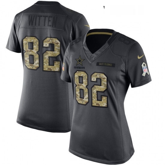 Womens Nike Dallas Cowboys 82 Jason Witten Limited Black 2016 Salute to Service NFL Jersey Womens Nike Dallas Cowboys 82 Jason Witten Limited Black 2016 Salute to Service NFL Jersey