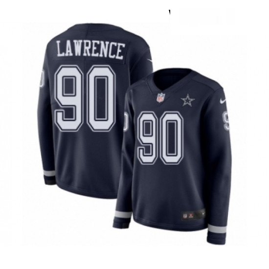Womens Nike Dallas Cowboys 90 Demarcus Lawrence Limited Navy Blue Therma Long Sleeve NFL Jersey Womens Nike Dallas Cowboys 90 Demarcus Lawrence Limited Navy Blue Therma Long Sleeve NFL Jersey