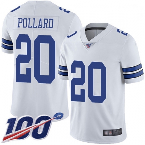 Youth Cowboys 20 Tony Pollard White Stitched Football 100th Season Vapor Limited Jersey Youth Cowboys 20 Tony Pollard White Stitched Football 100th Season Vapor Limited Jersey