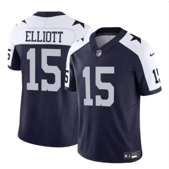 Youth Dallas Cowboys 15 Ezekiel Elliott Navy White 2023 F U S E Thanksgiving Vapor Limited Stitched Football Jersey Youth Dallas Cowboys 15 Ezekiel Elliott Navy White 2023 F U S E Thanksgiving Vapor Limited Stitched Football Jersey