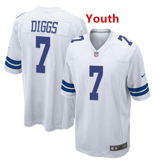 Youth Dallas Cowboys 7 Trevon Diggs White Jersey Youth Dallas Cowboys 7 Trevon Diggs White Jersey