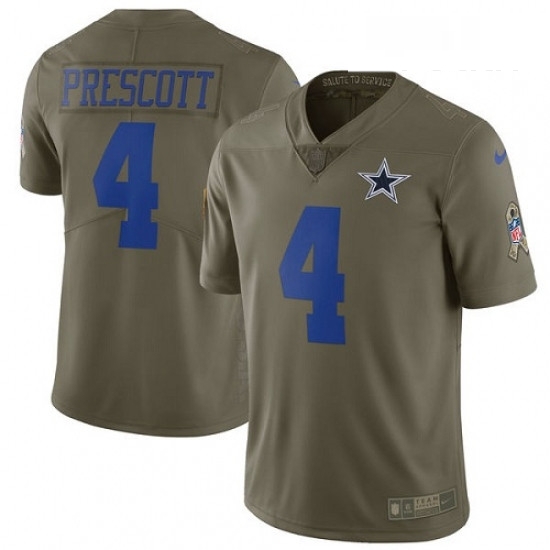 Youth Nike Dallas Cowboys 4 Dak Prescott Limited Olive 2017 Salute to Service NFL Jersey Youth Nike Dallas Cowboys 4 Dak Prescott Limited Olive 2017 Salute to Service NFL Jersey