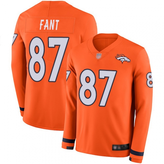 Broncos 87 Noah Fant Orange Team Color Men Stitched Football Limited Therma Long Sleeve Jersey Broncos 87 Noah Fant Orange Team Color Men Stitched Football Limited Therma Long Sleeve Jersey