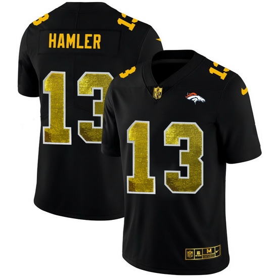 Denver Broncos 13 KJ Hamler Men Black Nike Golden Sequin Vapor Limited NFL Jersey Denver Broncos 13 KJ Hamler Men Black Nike Golden Sequin Vapor Limited NFL Jersey