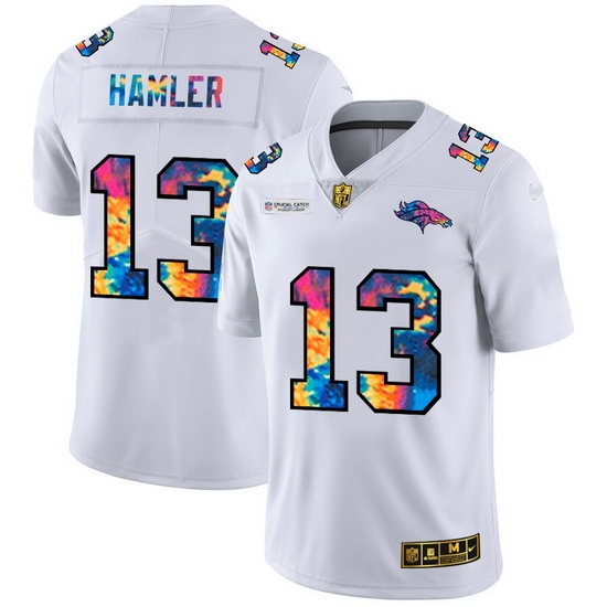 Denver Broncos 13 KJ Hamler Men White Nike Multi Color 2020 NFL Crucial Catch Limited NFL Jersey Denver Broncos 13 KJ Hamler Men White Nike Multi Color 2020 NFL Crucial Catch Limited NFL Jersey