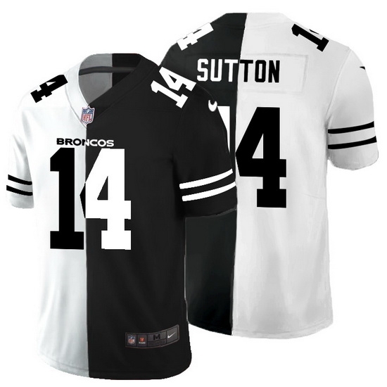 Denver Broncos 14 Courtland Sutton Men Black V White Peace Split Nike Vapor Untouchable Limited NFL Jersey Denver Broncos 14 Courtland Sutton Men Black V White Peace Split Nike Vapor Untouchable Limited NFL Jersey