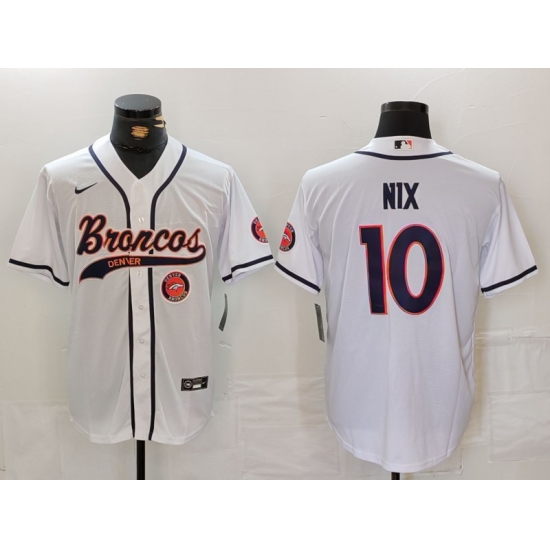 Men Denver Broncos 10 Bo Nix White Cool Base Stitched Baseball Jersey Men Denver Broncos 10 Bo Nix White Cool Base Stitched Baseball Jersey