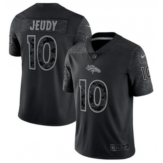 Men Denver Broncos 10 Jerry Jeudy Black Reflective Limited Stitched Football Jersey Men Denver Broncos 10 Jerry Jeudy Black Reflective Limited Stitched Football Jersey