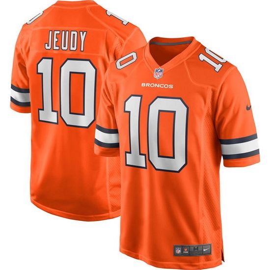 Men Denver Broncos 10 Jerry Jeudy Orange Game Stitched Jersey Men Denver Broncos 10 Jerry Jeudy Orange Game Stitched Jersey