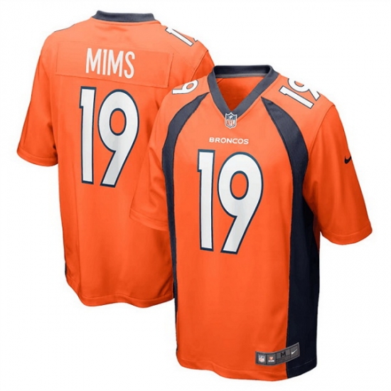 Men Denver Broncos 19 Marvin Mims Jr Orange Stitched Game Football Jersey Men Denver Broncos 19 Marvin Mims Jr Orange Stitched Game Football Jersey