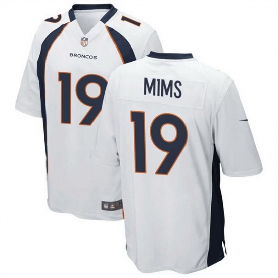 Men Denver Broncos 19 Marvin Mims Jr White Stitched Game Football Jersey Men Denver Broncos 19 Marvin Mims Jr White Stitched Game Football Jersey