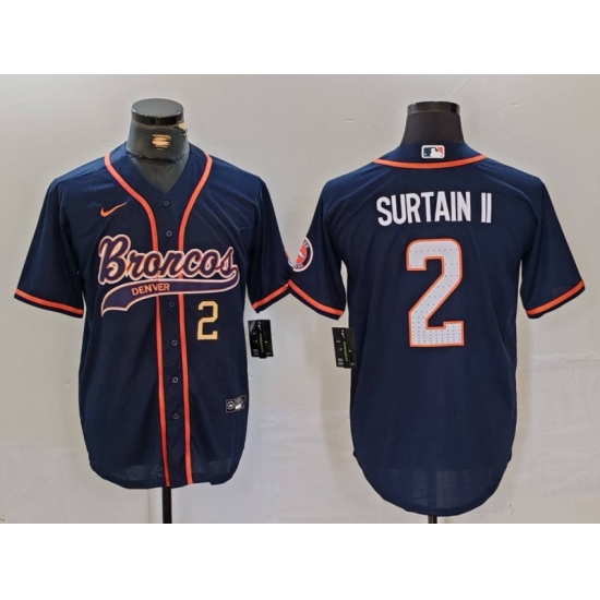 Men Denver Broncos 2 Pat Surtain II Navy Cool Base Stitched Baseball Jersey 1 Men Denver Broncos 2 Pat Surtain II Navy Cool Base Stitched Baseball Jersey 1