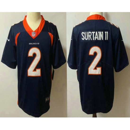 Men Denver Broncos 2 Patrick Surtain II Navy Blue 2021 Vapor Untouchable Stitched NFL Nike Limited Jersey Men Denver Broncos 2 Patrick Surtain II Navy Blue 2021 Vapor Untouchable Stitched NFL Nike Limited Jersey