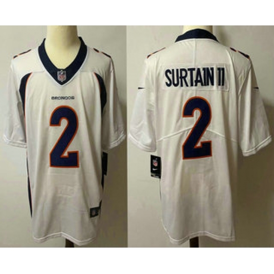 Men Denver Broncos 2 Patrick Surtain II White 2021 Vapor Untouchable Stitched NFL Nike Limited Jersey Men Denver Broncos 2 Patrick Surtain II White 2021 Vapor Untouchable Stitched NFL Nike Limited Jersey